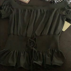 Sweet wanderer army green off the shoulder top